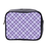 Purple Plaid Tartan 2 Diagonal Mini Toiletries Bag (Two Sides)