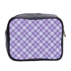 Purple Plaid Tartan 2 Diagonal Mini Toiletries Bag (Two Sides) from ArtsNow.com Back