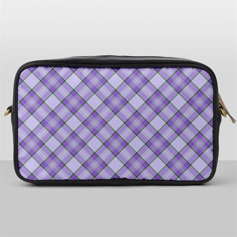 Purple Plaid Tartan 2 Diagonal Toiletries Bag (One Side) from ArtsNow.com Front