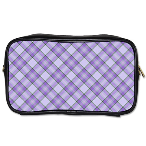 Purple Plaid Tartan 2 Diagonal Toiletries Bag (Two Sides) from ArtsNow.com Front