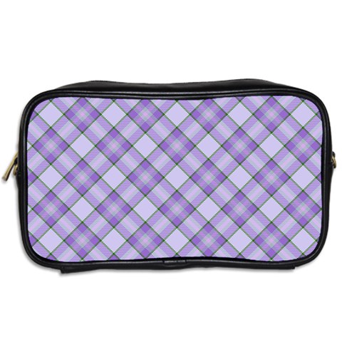 Purple Plaid Tartan 2 Diagonal Toiletries Bag (Two Sides) from ArtsNow.com Back