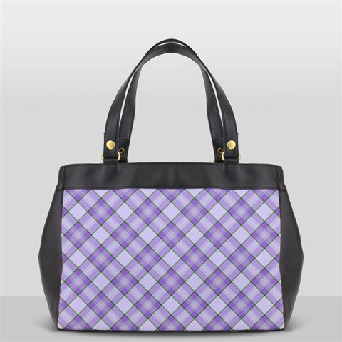 Purple Plaid Tartan 2 Diagonal Oversize Office Handbag from ArtsNow.com Front