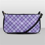 Purple Plaid Tartan 2 Diagonal Leather Shoulder Clutch Bag