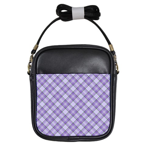 Purple Plaid Tartan 2 Diagonal Girls Sling Bag from ArtsNow.com Front