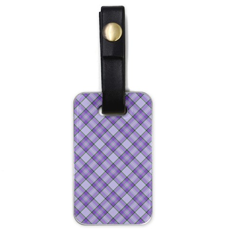 Purple Plaid Tartan 2 Diagonal Luggage Tag (one side) from ArtsNow.com Front