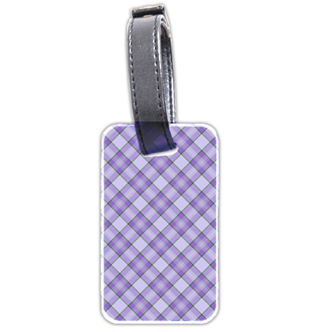 Purple Plaid Tartan 2 Diagonal Luggage Tag (two sides) from ArtsNow.com Front