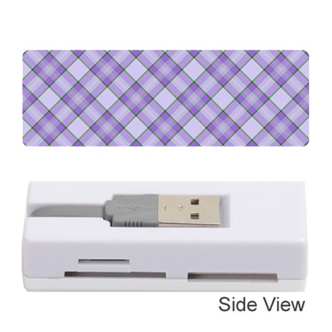 Purple Plaid Tartan 2 Diagonal Memory Card Reader (Stick) from ArtsNow.com Front