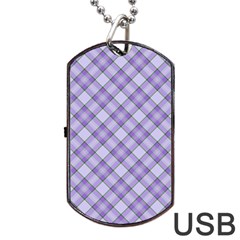 Purple Plaid Tartan 2 Diagonal Dog Tag USB Flash (Two Sides) from ArtsNow.com Front