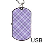 Purple Plaid Tartan 2 Diagonal Dog Tag USB Flash (Two Sides)