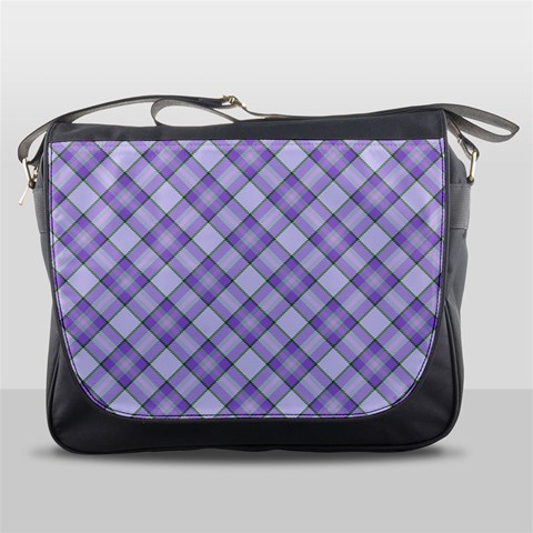 Purple Plaid Tartan 2 Diagonal Messenger Bag from ArtsNow.com Front