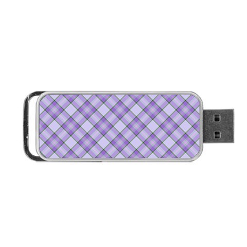 Purple Plaid Tartan 2 Diagonal Portable USB Flash (One Side) from ArtsNow.com Front