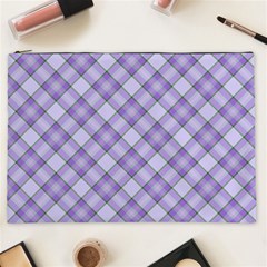 Purple Plaid Tartan 2 Diagonal Cosmetic Bag (XXL) from ArtsNow.com Front