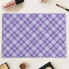 Purple Plaid Tartan 2 Diagonal Cosmetic Bag (XXL) from ArtsNow.com Front