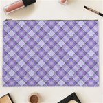 Purple Plaid Tartan 2 Diagonal Cosmetic Bag (XXL)