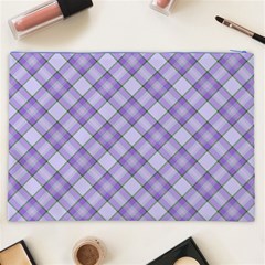 Purple Plaid Tartan 2 Diagonal Cosmetic Bag (XXL) from ArtsNow.com Back