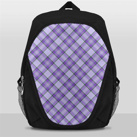 Purple Plaid Tartan 2 Diagonal Backpack Bag from ArtsNow.com Front