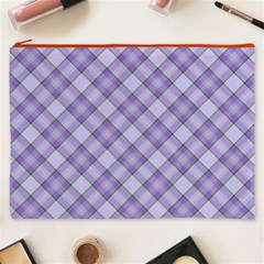 Purple Plaid Tartan 2 Diagonal Cosmetic Bag (XXXL) from ArtsNow.com Front