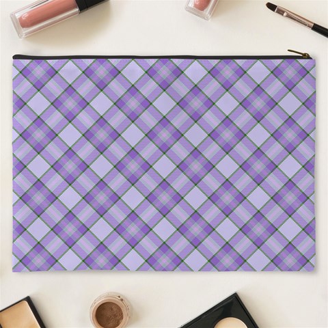 Purple Plaid Tartan 2 Diagonal Cosmetic Bag (XXXL) from ArtsNow.com Back