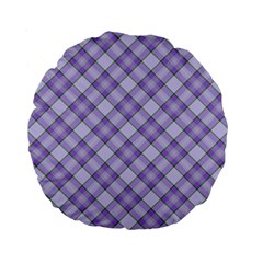 Purple Plaid Tartan 2 Diagonal Standard 15  Premium Round Cushions from ArtsNow.com Front