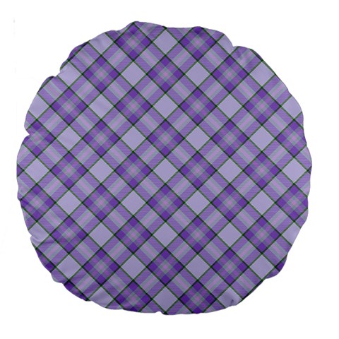 Purple Plaid Tartan 2 Diagonal Large 18  Premium Round Cushions from ArtsNow.com Front