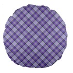 Purple Plaid Tartan 2 Diagonal Large 18  Premium Round Cushions