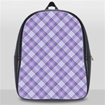 Purple Plaid Tartan 2 Diagonal School Bag (XL)