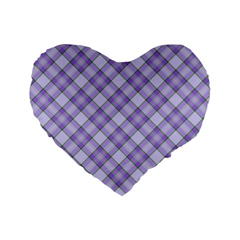 Purple Plaid Tartan 2 Diagonal Standard 16  Premium Heart Shape Cushions from ArtsNow.com Front