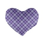 Purple Plaid Tartan 2 Diagonal Standard 16  Premium Heart Shape Cushions