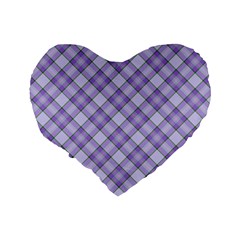 Purple Plaid Tartan 2 Diagonal Standard 16  Premium Heart Shape Cushions from ArtsNow.com Back