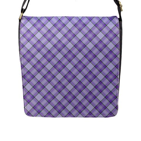 Purple Plaid Tartan 2 Diagonal Flap Closure Messenger Bag (L) from ArtsNow.com Front