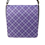 Purple Plaid Tartan 2 Diagonal Flap Closure Messenger Bag (L)