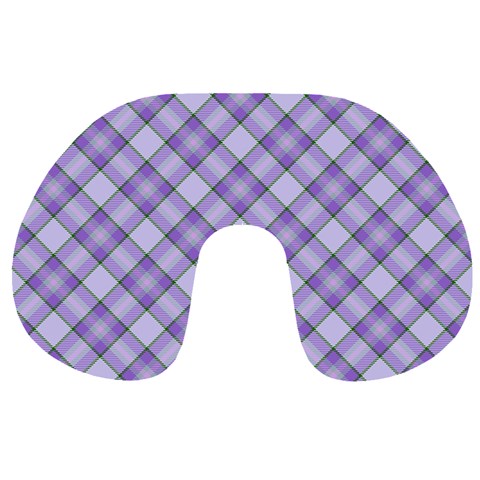 Purple Plaid Tartan 2 Diagonal Travel Neck Pillow from ArtsNow.com Front