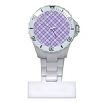 Purple Plaid Tartan 2 Diagonal Plastic Nurses Watch