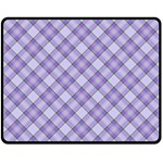 Purple Plaid Tartan 2 Diagonal Two Sides Fleece Blanket (Medium)