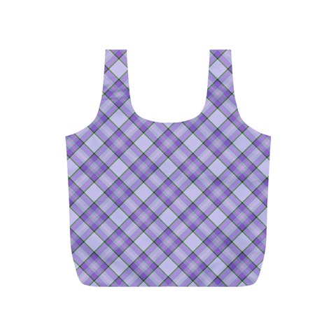 Purple Plaid Tartan 2 Diagonal Full Print Recycle Bag (S) from ArtsNow.com Front