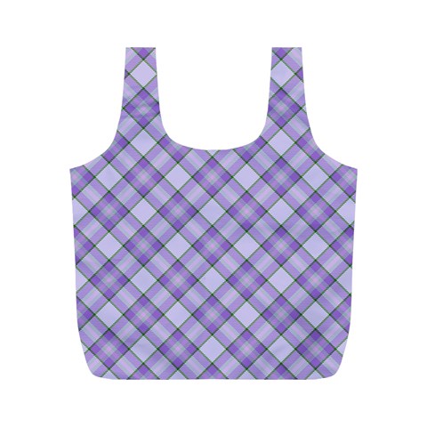 Purple Plaid Tartan 2 Diagonal Full Print Recycle Bag (M) from ArtsNow.com Front