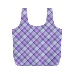 Purple Plaid Tartan 2 Diagonal Full Print Recycle Bag (M) from ArtsNow.com Front