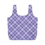 Purple Plaid Tartan 2 Diagonal Full Print Recycle Bag (M)