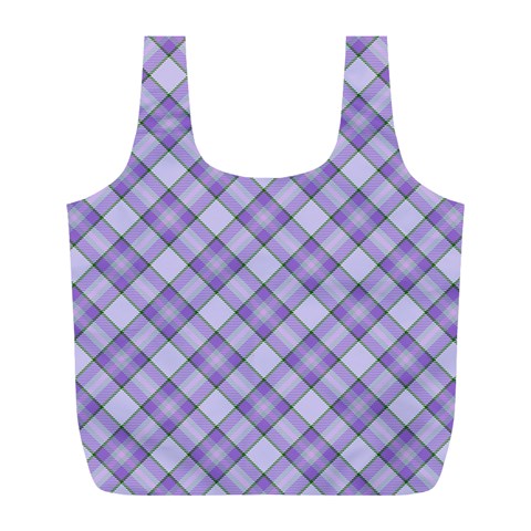 Purple Plaid Tartan 2 Diagonal Full Print Recycle Bag (L) from ArtsNow.com Front