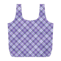 Purple Plaid Tartan 2 Diagonal Full Print Recycle Bag (L) from ArtsNow.com Front