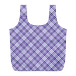 Purple Plaid Tartan 2 Diagonal Full Print Recycle Bag (L)