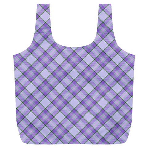 Purple Plaid Tartan 2 Diagonal Full Print Recycle Bag (XL) from ArtsNow.com Front