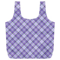 Purple Plaid Tartan 2 Diagonal Full Print Recycle Bag (XL) from ArtsNow.com Front