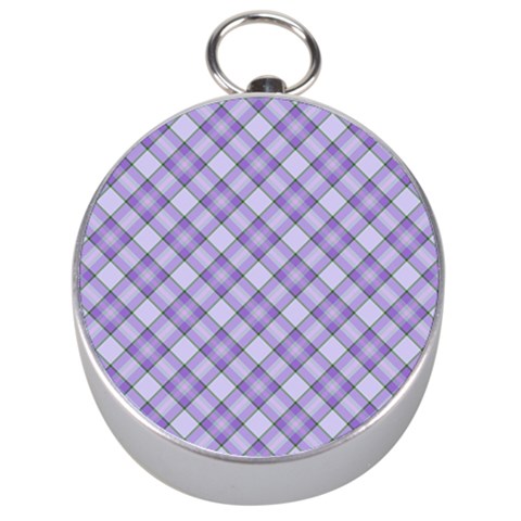 Purple Plaid Tartan 2 Diagonal Silver Compasses from ArtsNow.com Front