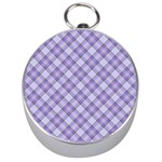 Purple Plaid Tartan 2 Diagonal Silver Compasses