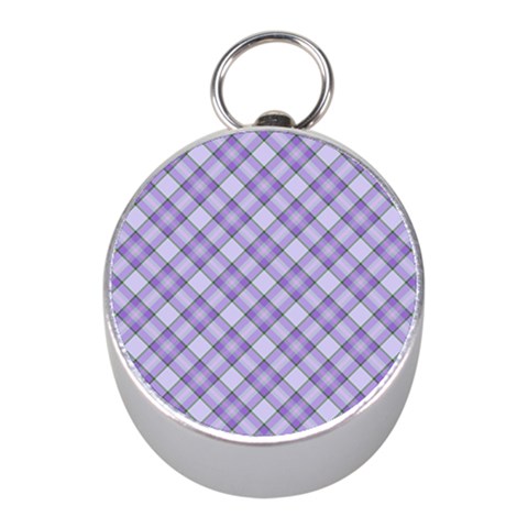 Purple Plaid Tartan 2 Diagonal Mini Silver Compasses from ArtsNow.com Front