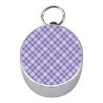 Purple Plaid Tartan 2 Diagonal Mini Silver Compasses