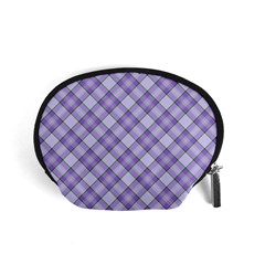 Purple Plaid Tartan 2 Diagonal Accessory Pouch (Small) from ArtsNow.com Front