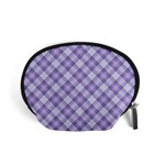 Purple Plaid Tartan 2 Diagonal Accessory Pouch (Small)