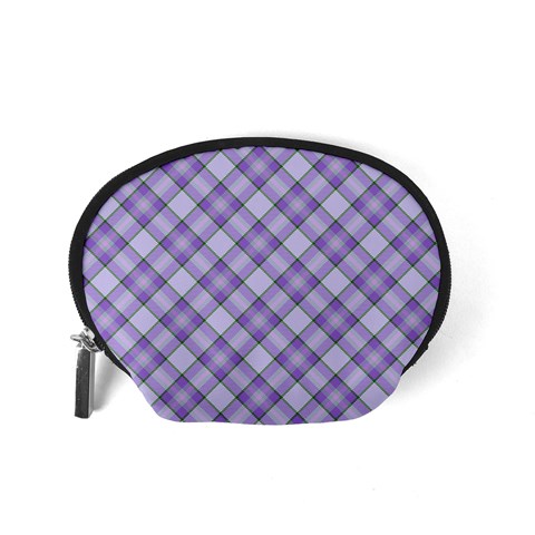 Purple Plaid Tartan 2 Diagonal Accessory Pouch (Small) from ArtsNow.com Back